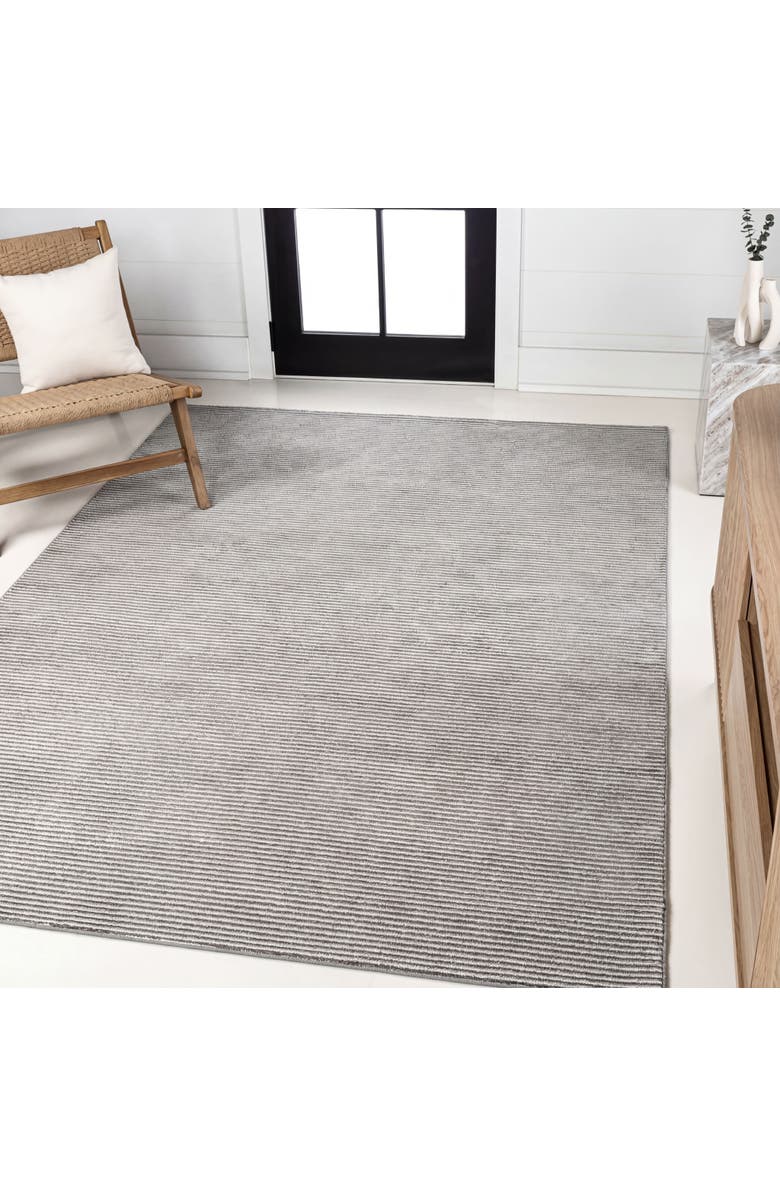 JONATHAN Y Cole Modern Minimalist Pinstripe High-Low Area Rug, Alternate, color, Dark Silver/White