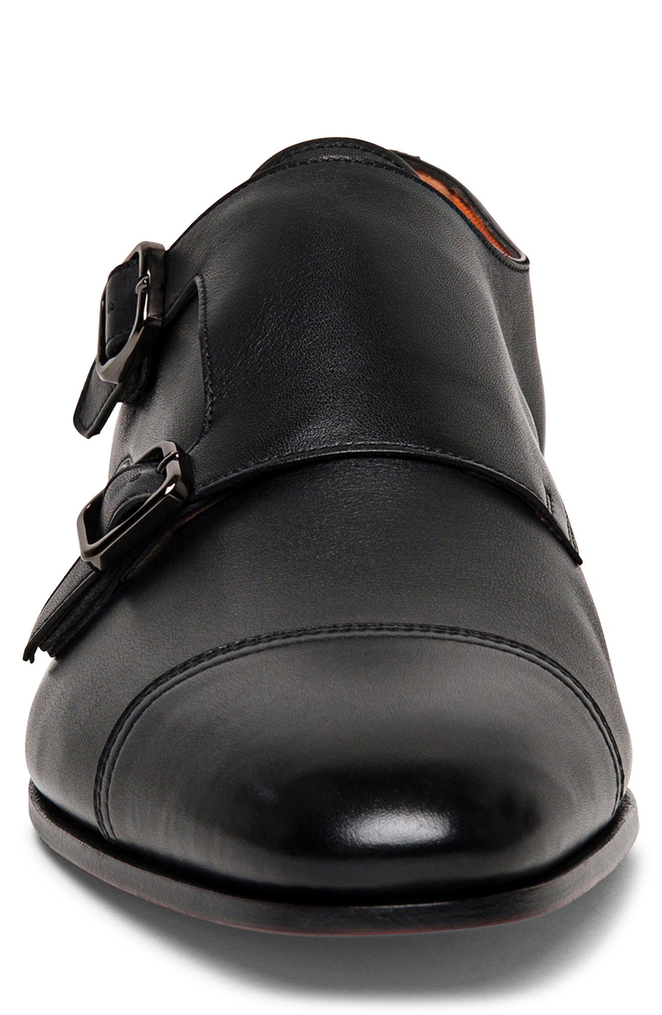 Santoni Daemons Double Monk Strap Shoe, Alternate, color, Black