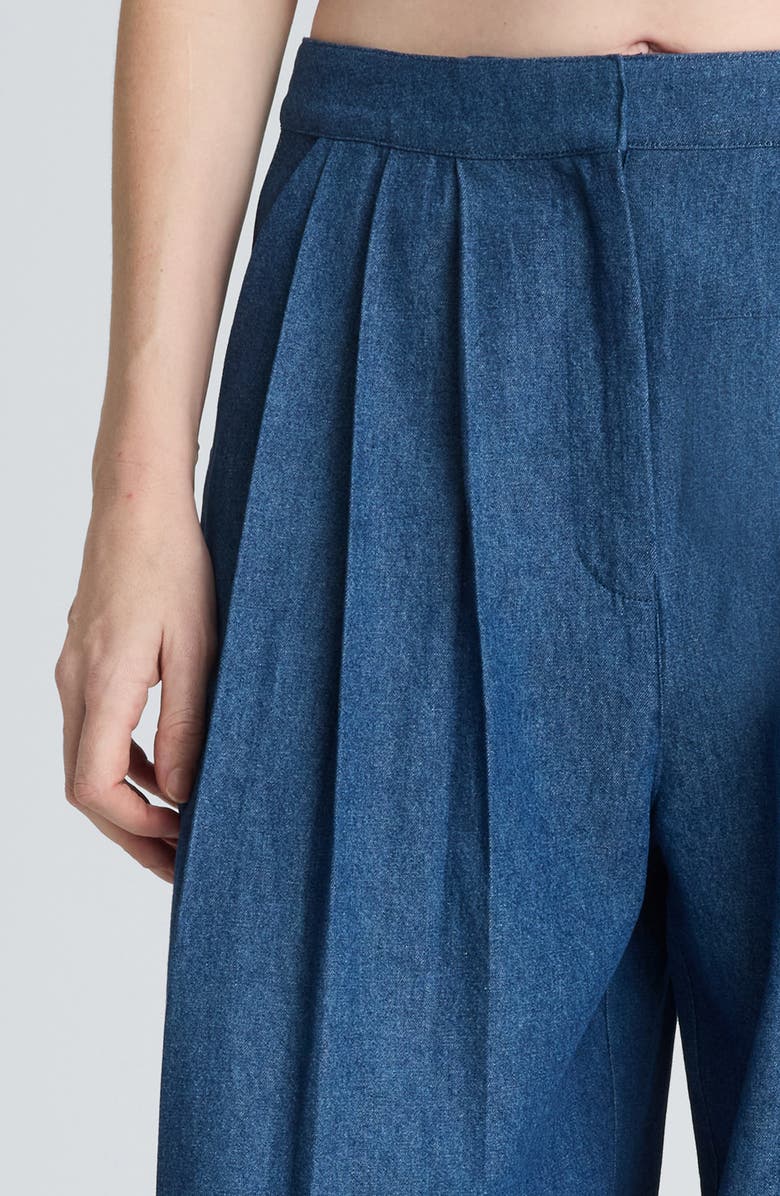 Kenneth Cole Triple Pleat Wide Leg Cotton Pants, Alternate, color, Aries Wash