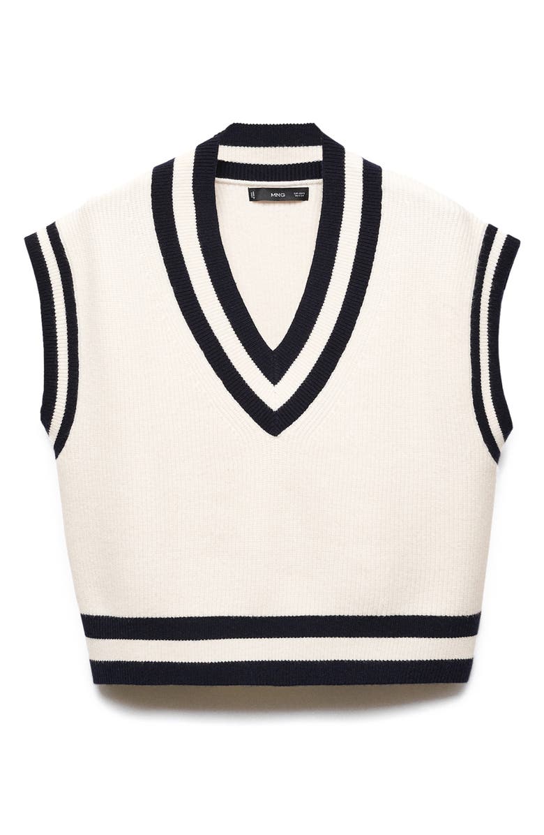 MANGO Tipped V-Neck Sweater Vest, Alternate, color, 