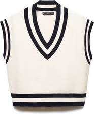 MANGO Tipped V-Neck Sweater Vest