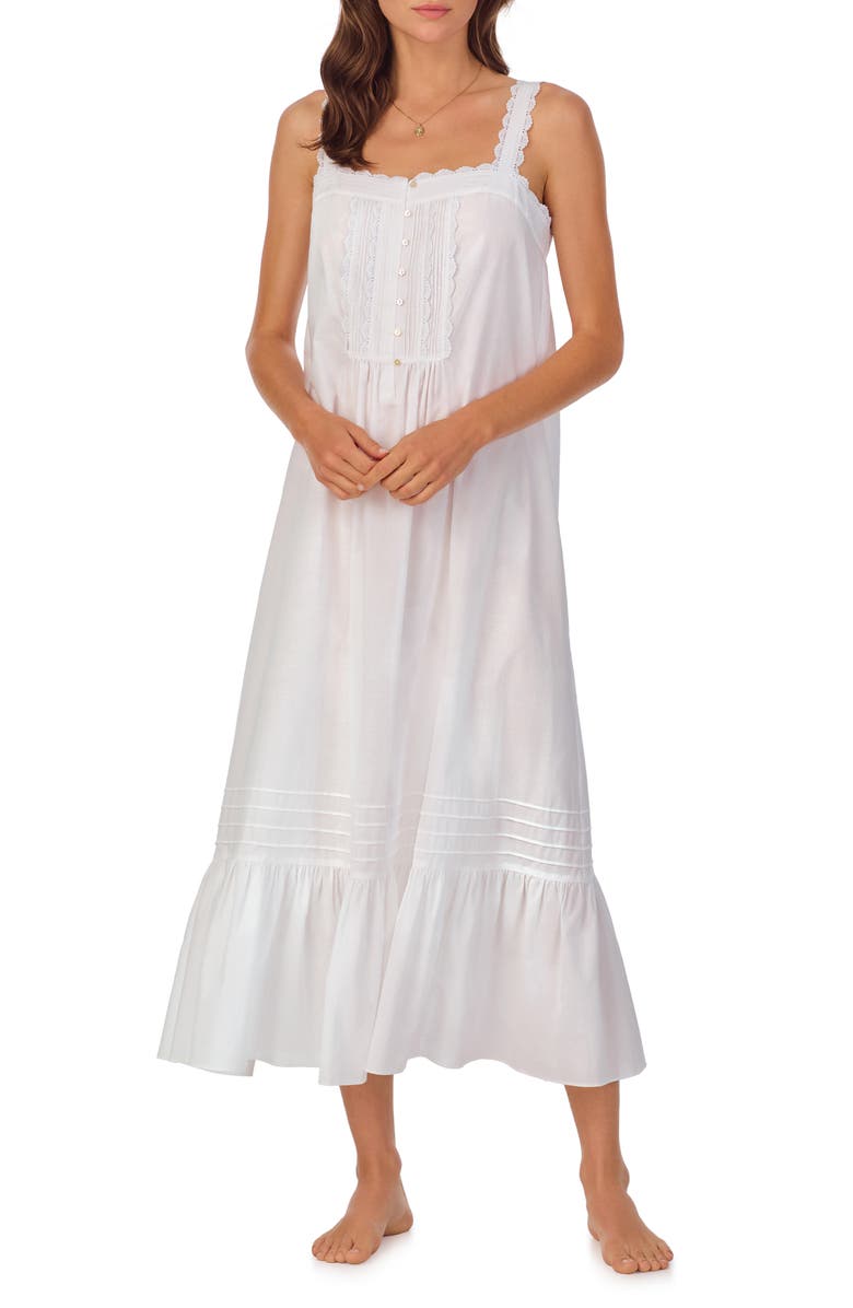 Eileen West Sleeveless Cotton Lawn Ballet Nightgown, Main, color, White