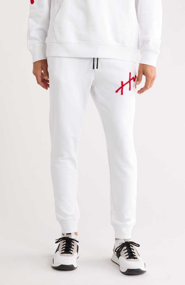 HUGO Drog Logo Cotton Pants, Main, color, White