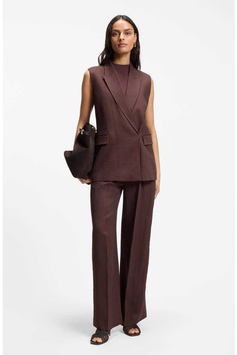 Tiana Linen Blend Wide Leg Pants, Alternate, color, MOCHA