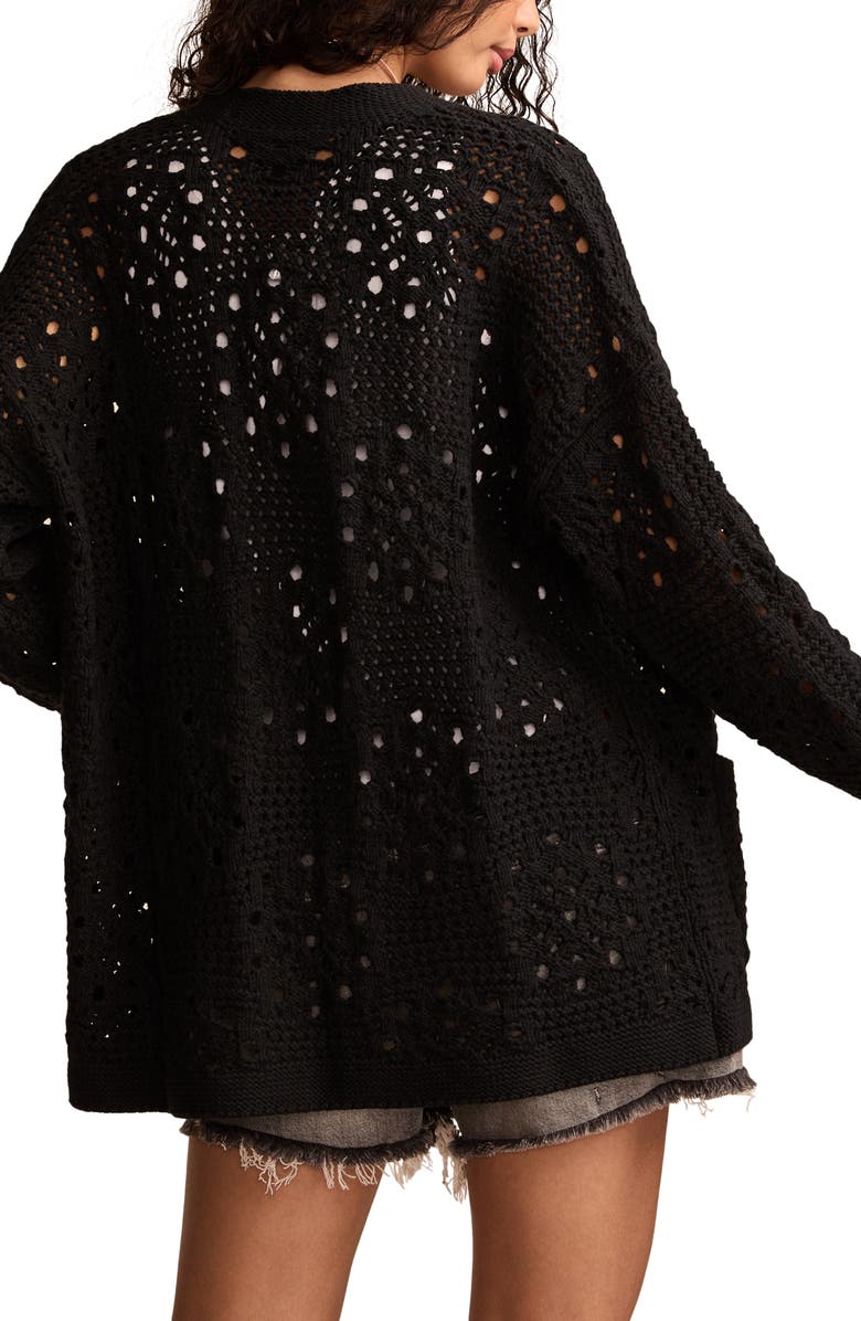 Lucky Brand Granny Crochet Open Front Cardigan, Alternate, color, 