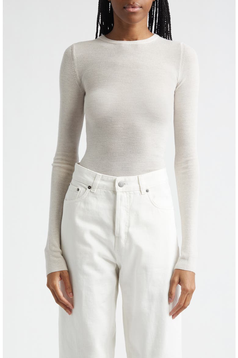 Joan Rib Extrafine Merino Wool Sweater, Main, color, BUTTER