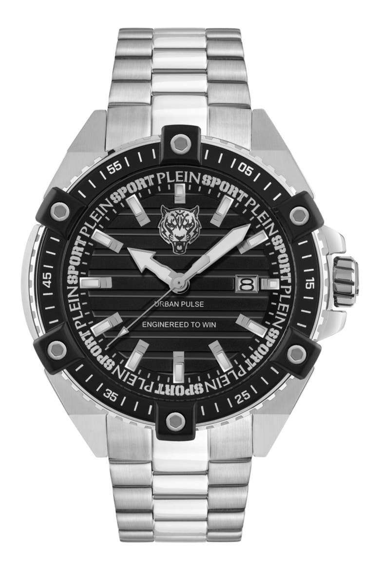 Urban Pulse Three Hand Quartz Stainless Steel Bracelet Watch, 47mm, Main, color, STAINLESS STEEL