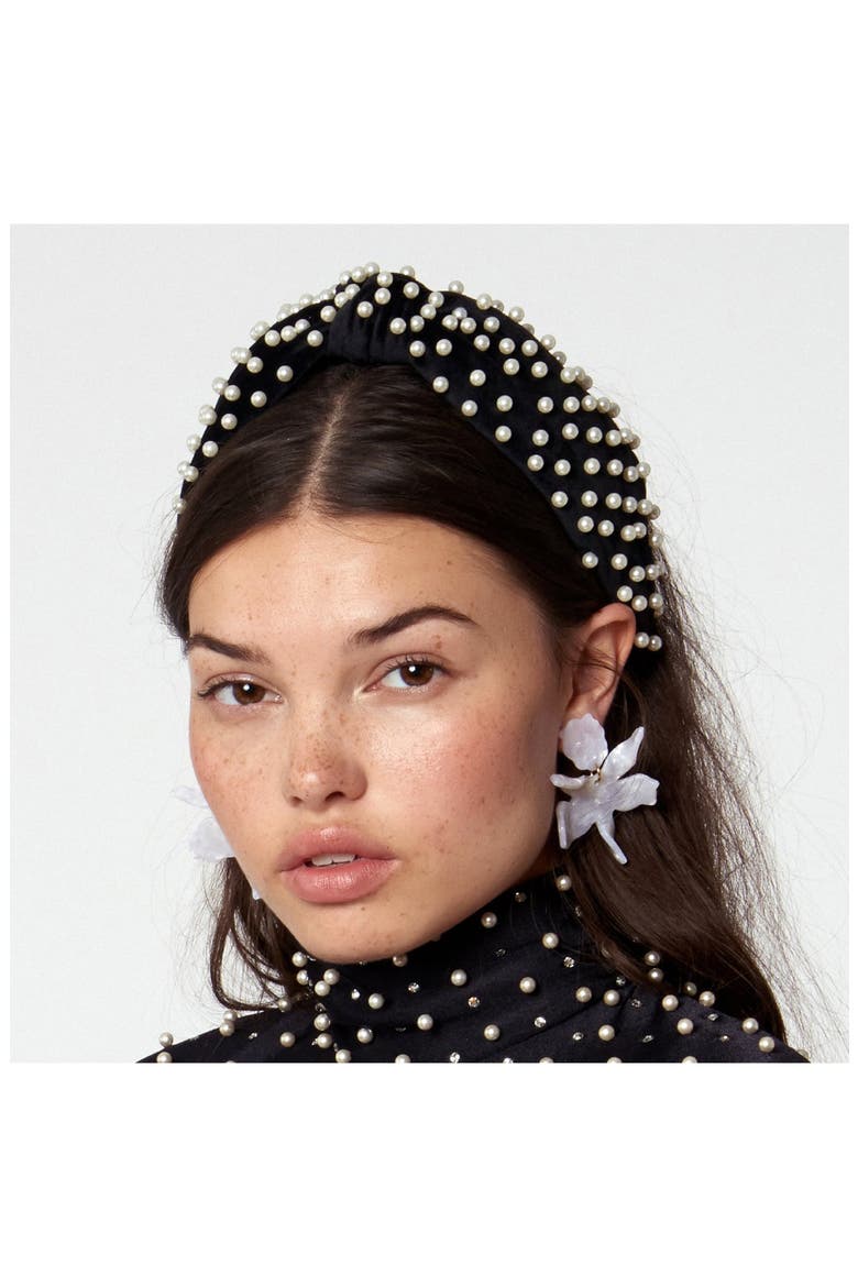 Imitation Pearl Headband, Alternate, color, JET