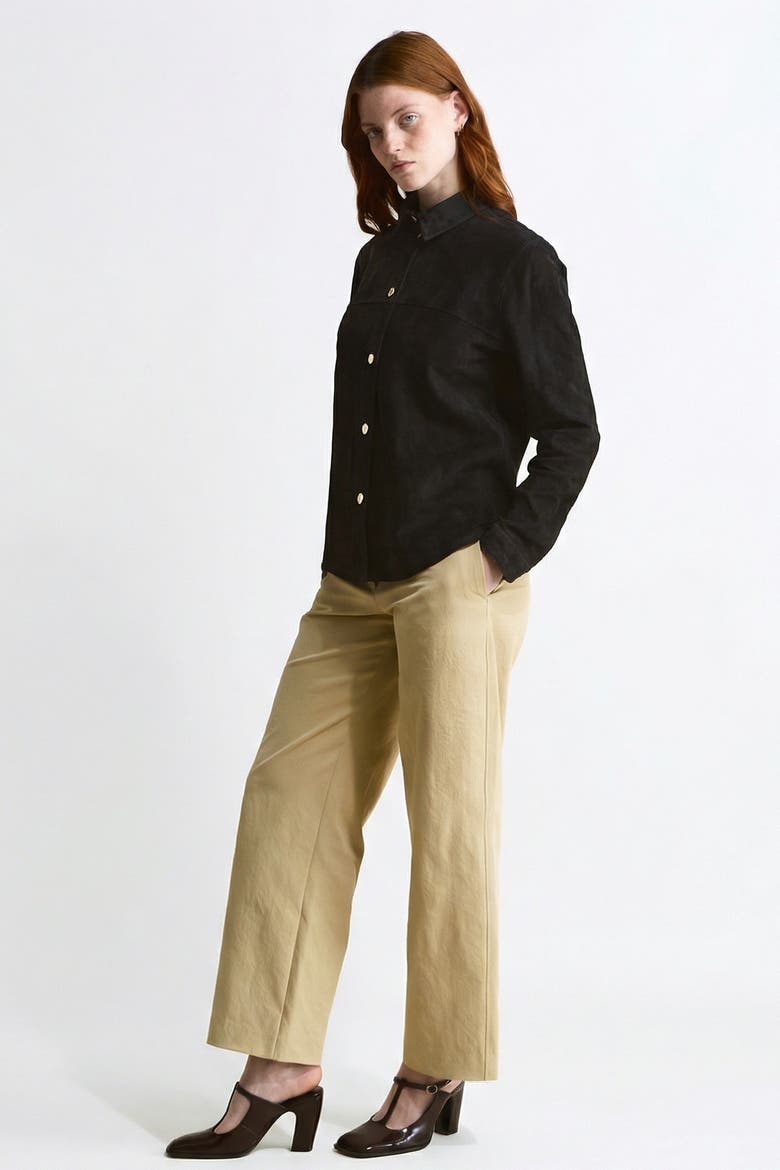 Sabine Suede Shirt, Alternate, color, Black