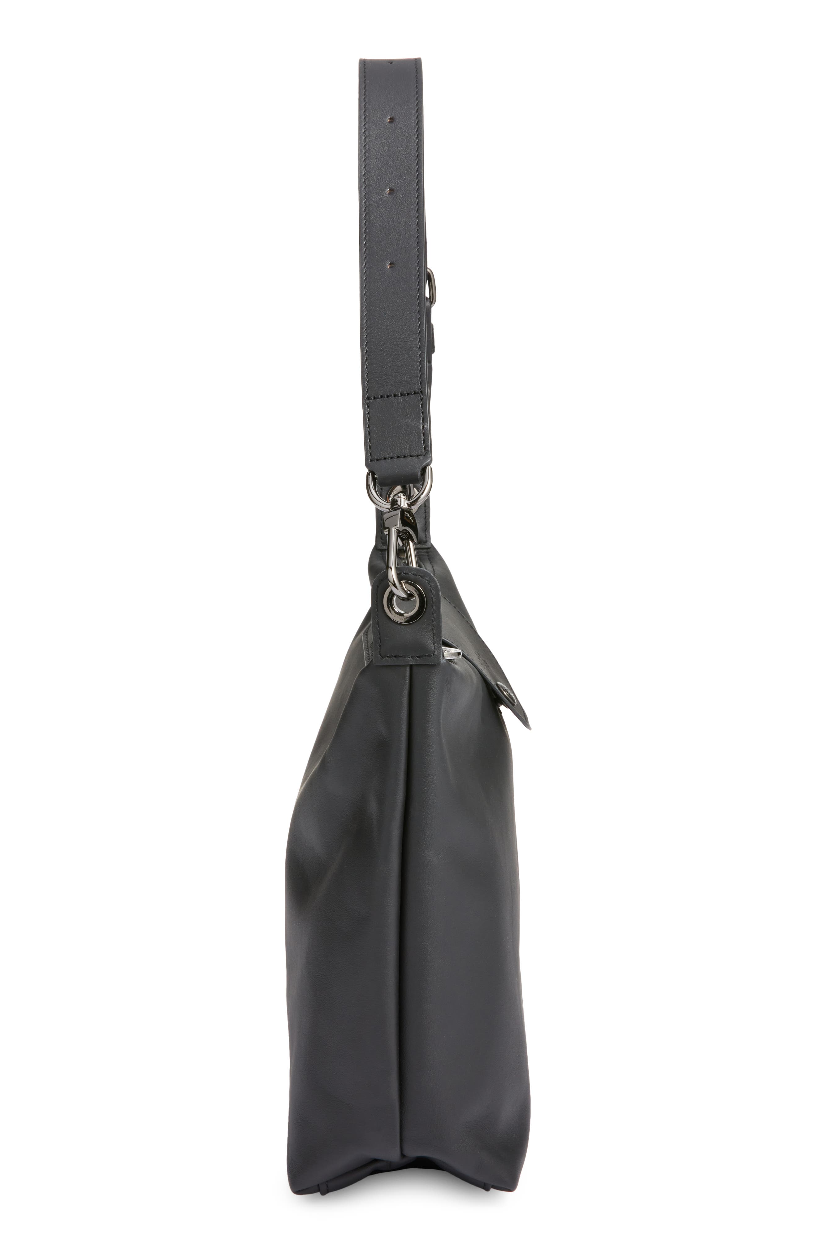 Longchamp Medium Le Pliage Xtra Leather Hobo Bag, Alternate, color, Black