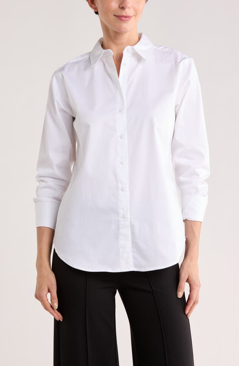 NORDSTROM RACK Boyfriend Fit Poplin Shirt, Main, color, White