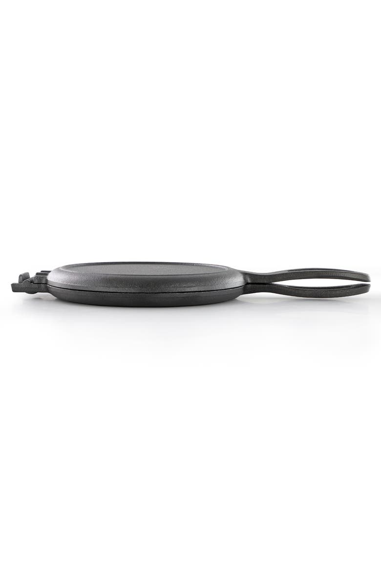 6.7 Inch Round Cast Iron Pie Iron Outdoor/Camping Cookware with Long Handle, Alternate, color, Black