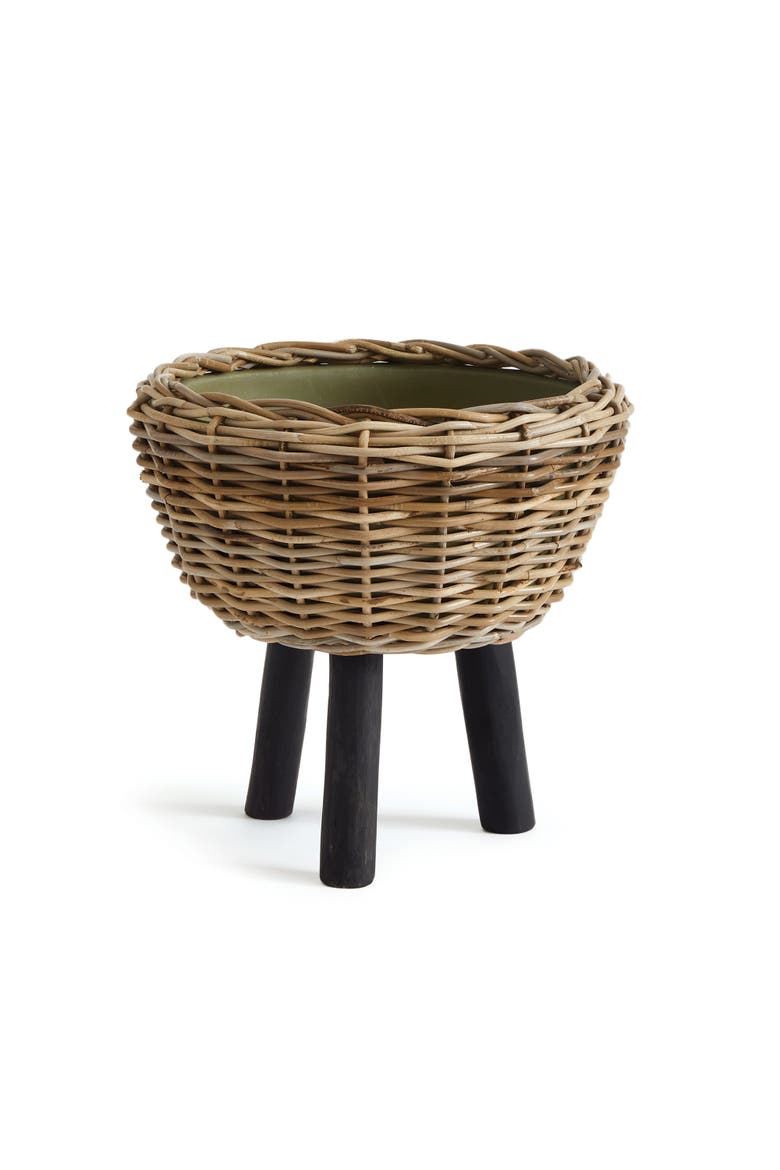 Woven Rattan Dry Basket Plant Riser 17", Main, color, Brown