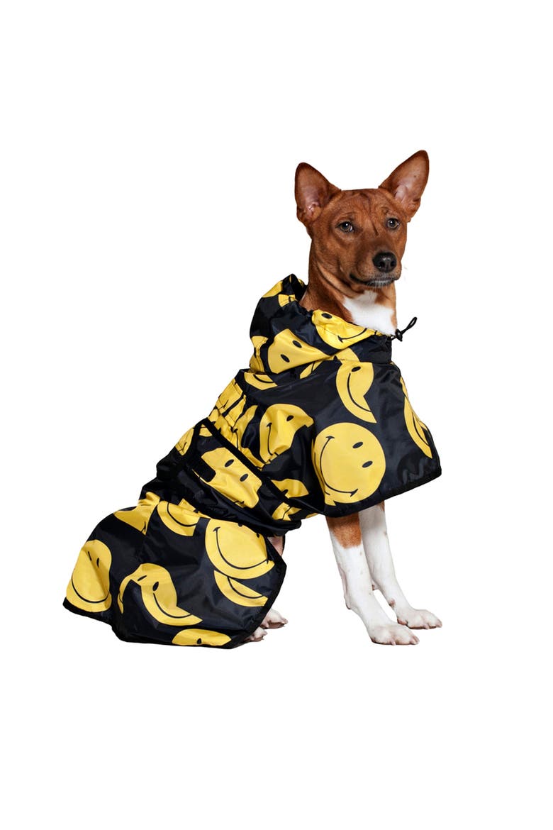 Dog Rain Poncho All Smiles x Smiley, Alternate, color, Yellow