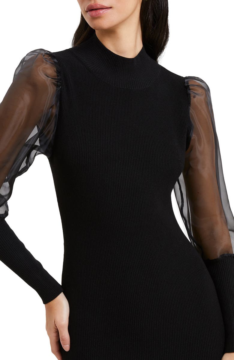 French Connection Krista Organza Contrast Long Sleeve Sweater Dress, Alternate, color, 