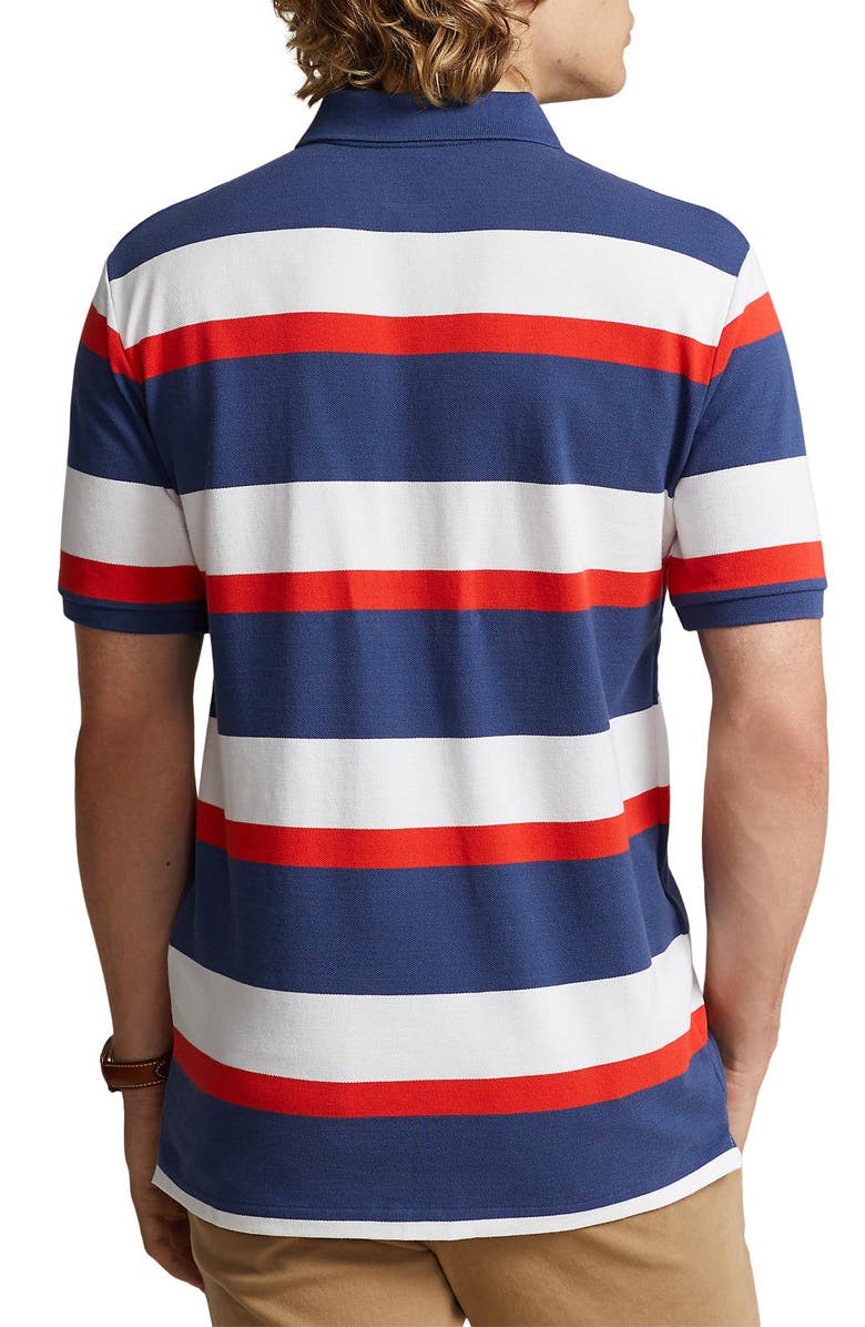 Polo Ralph Lauren Stripe Piqué Polo, Alternate, color, Tomato Multi