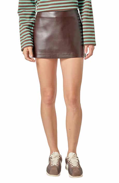 English Factory Faux Leather Skort