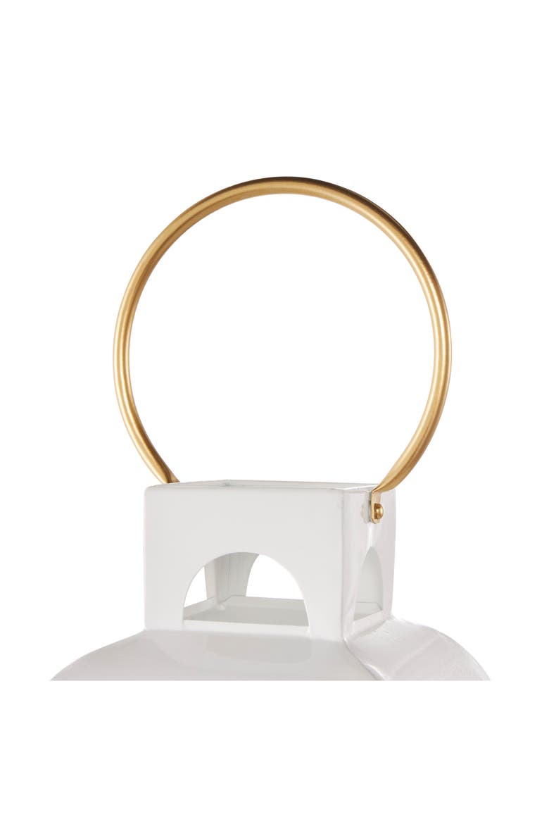 White Metal Candle Lantern, Alternate, color, WHITE