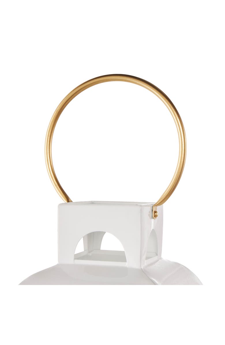 GINGER BIRCH STUDIO White Metal Candle Lantern, Alternate, color, White
