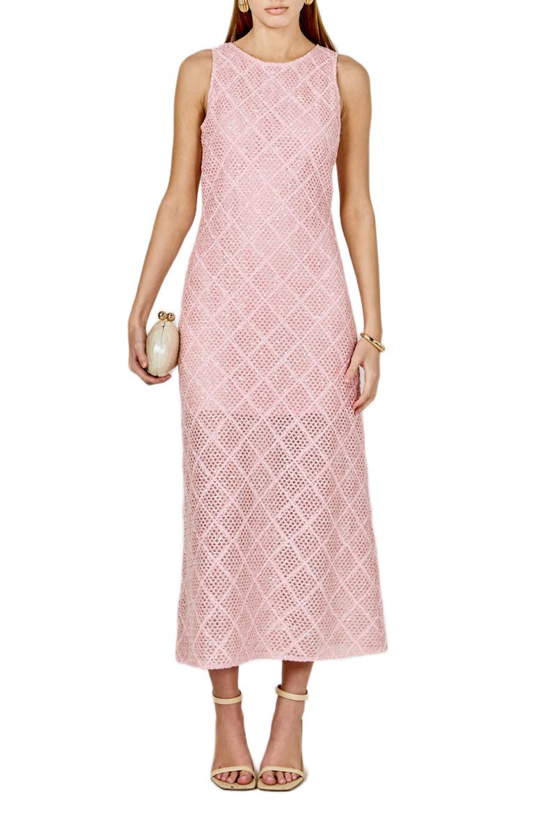 Sequin Open Stitch Dress, Main, color, PINK