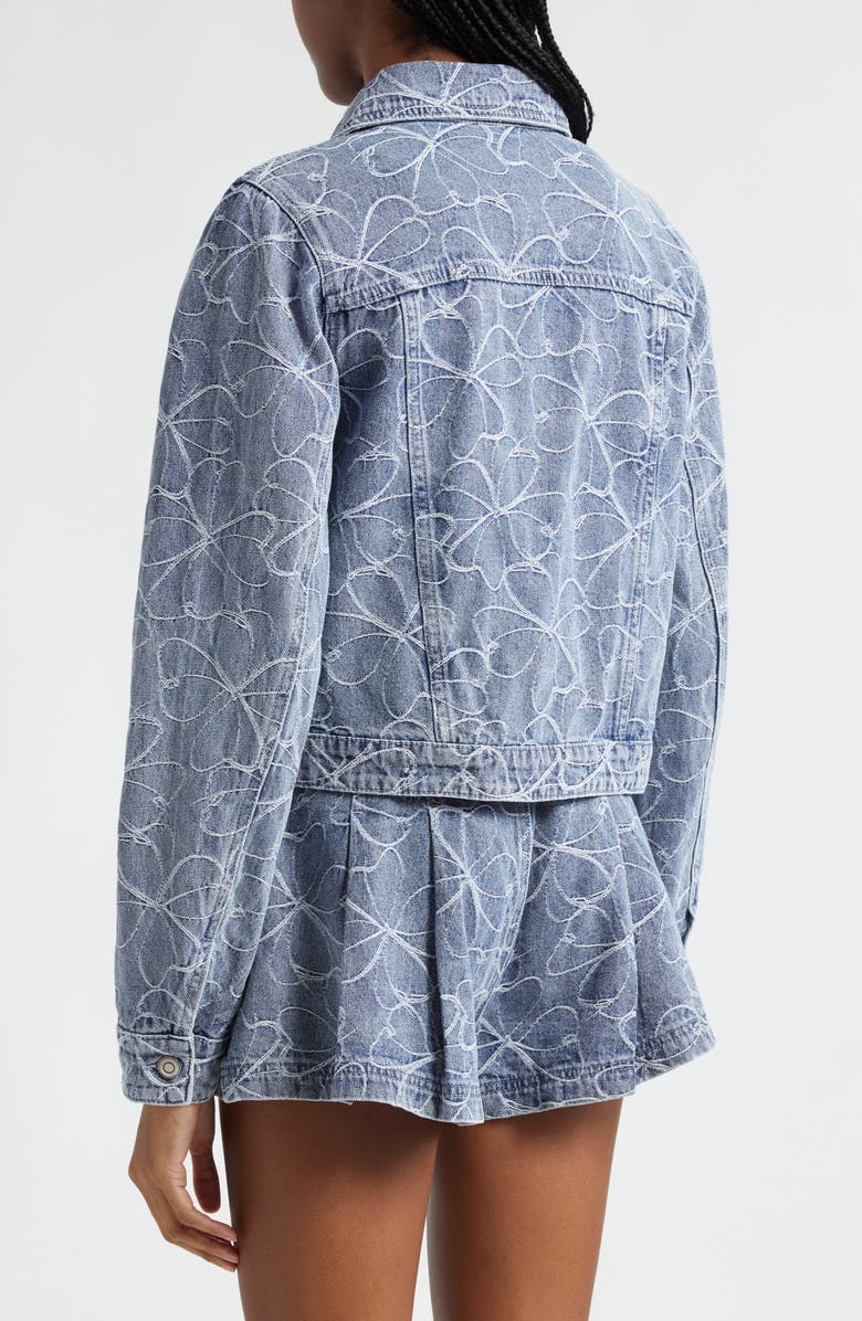 Ramy Brook Hoff Embroidered Floral Denim Trucker Jacket, Alternate, color, 