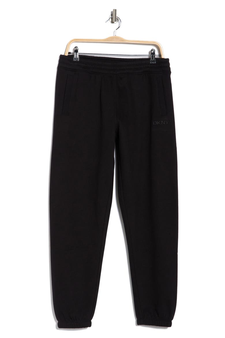 Logo High Waist Relaxed Joggers, Alternate, color, BLACK