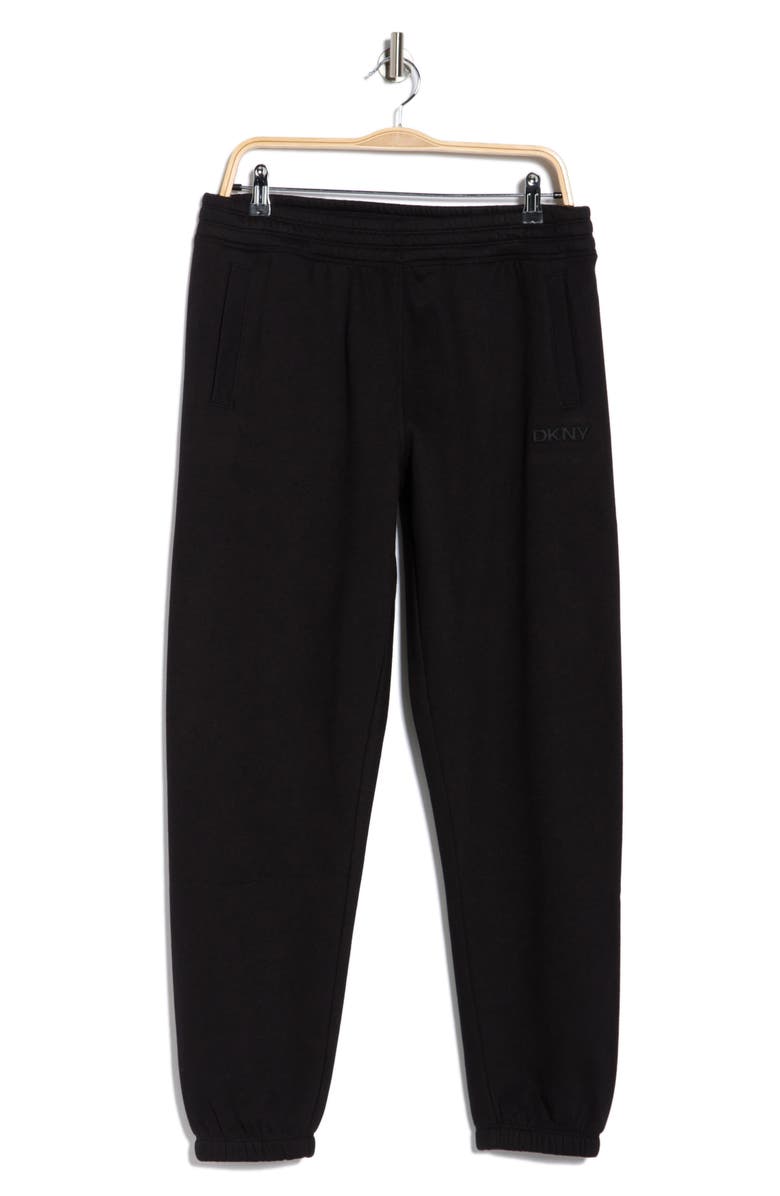 DKNY Logo High Waist Relaxed Joggers, Alternate, color, Black