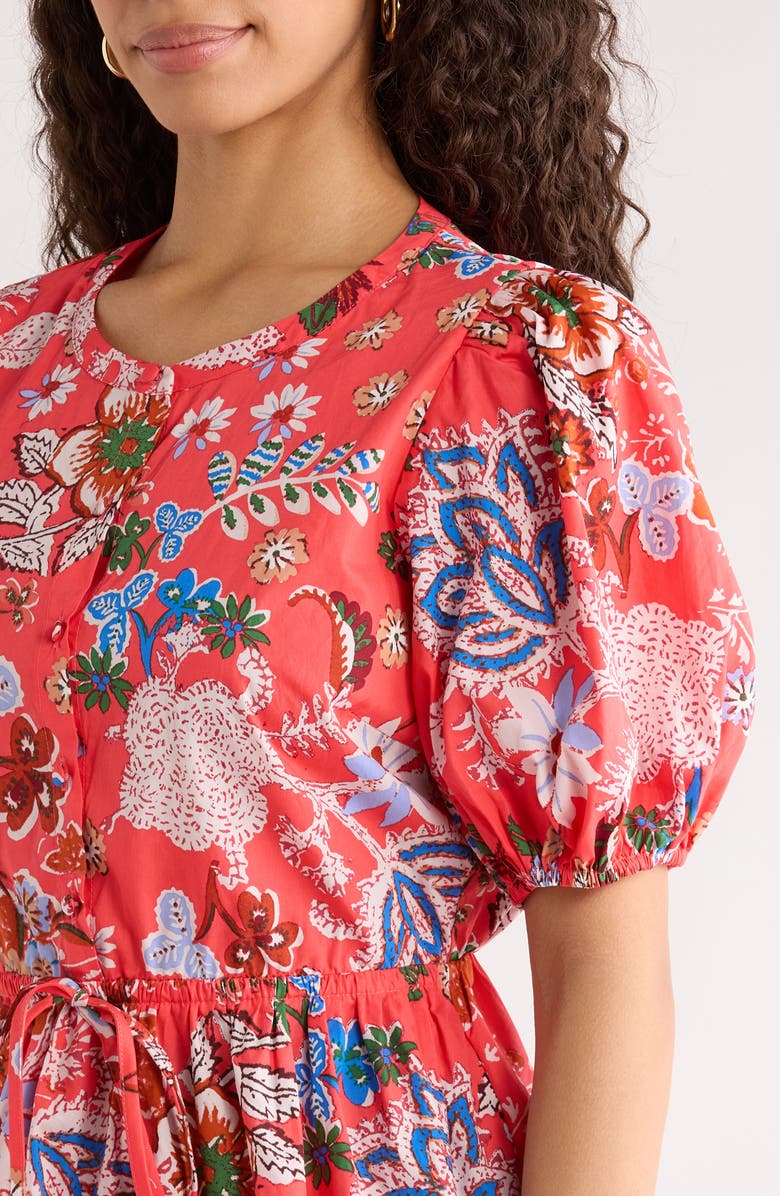 SUGARLIPS Oreanna Floral Alba Drawstring Waist Cotton Minidress, Alternate, color, 