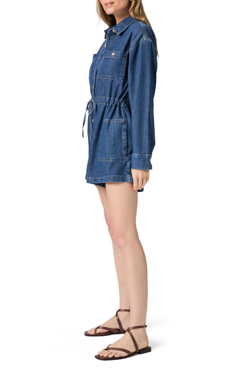 PAIGE Madigan Long Sleeve Denim Romper, Alternate, color, Glimpse