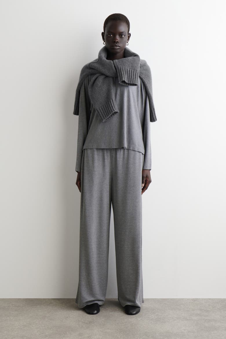 Fluid Jersey Wide-Leg Pants, Main, color, GRAY