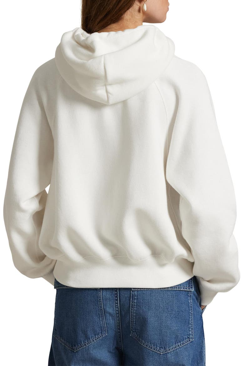 Shrunken Fleece Cotton Blend Hoodie, Alternate, color, WHITE