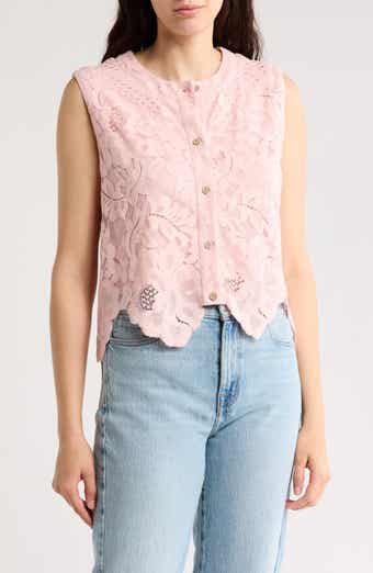 Forgotten Grace Floral Lace Button-Up Top