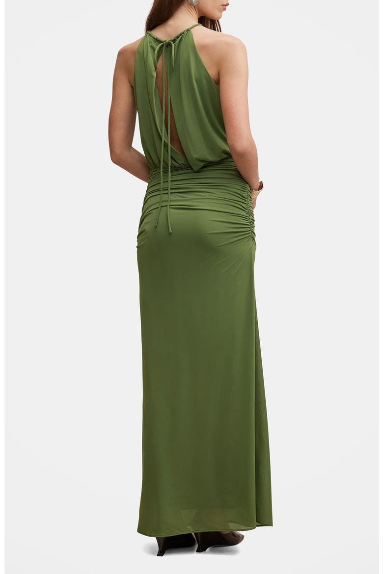 Adelina Ruched Sleeveless Maxi Dress, Alternate, color, GREEN