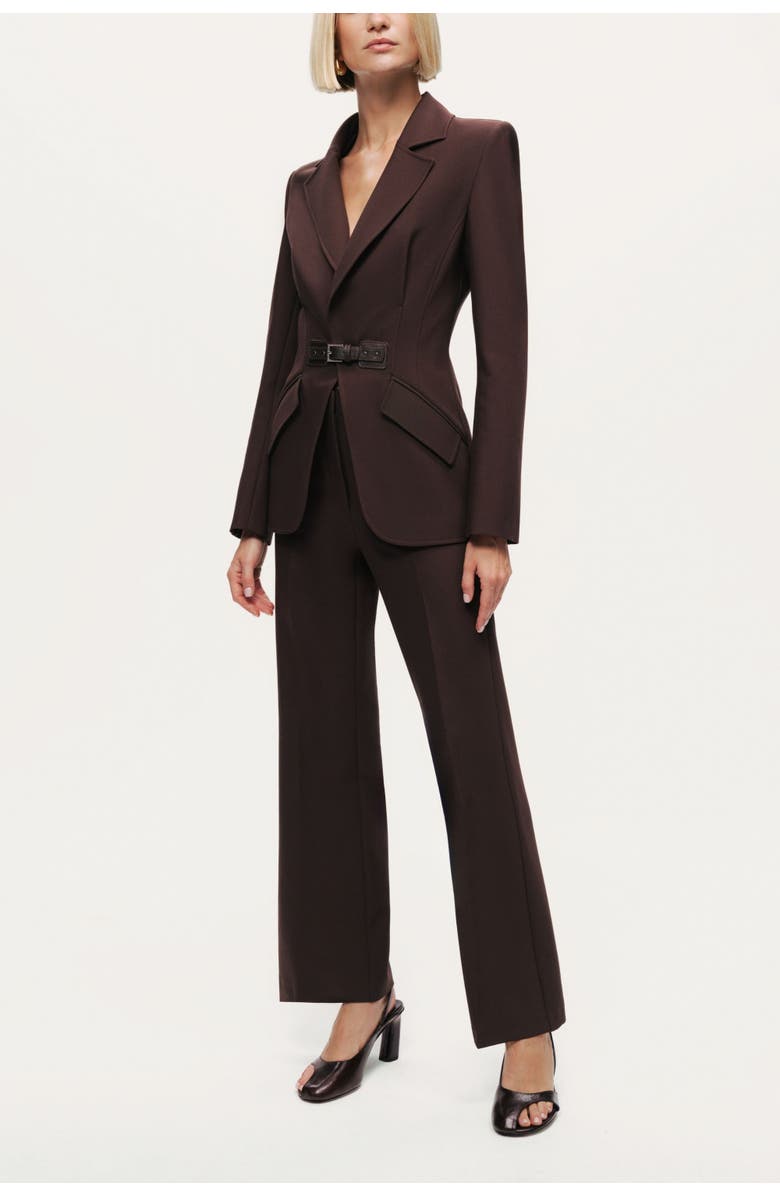 Nocturne Belted Tailored Blazer, Alternate, color, Dark Brown