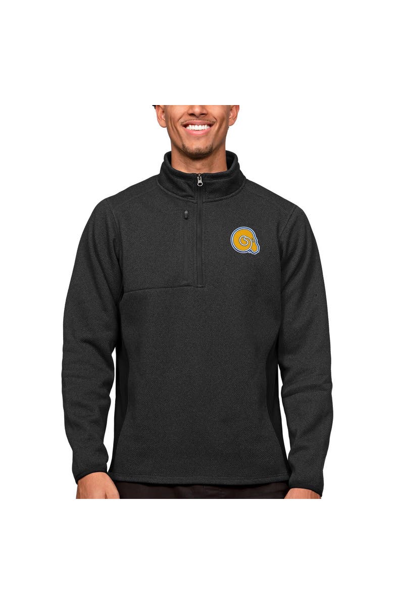 ANTIGUA Men's Antigua Heather Black Albany State Golden Rams Course Quarter-Zip Pullover Top, Alternate, color, 