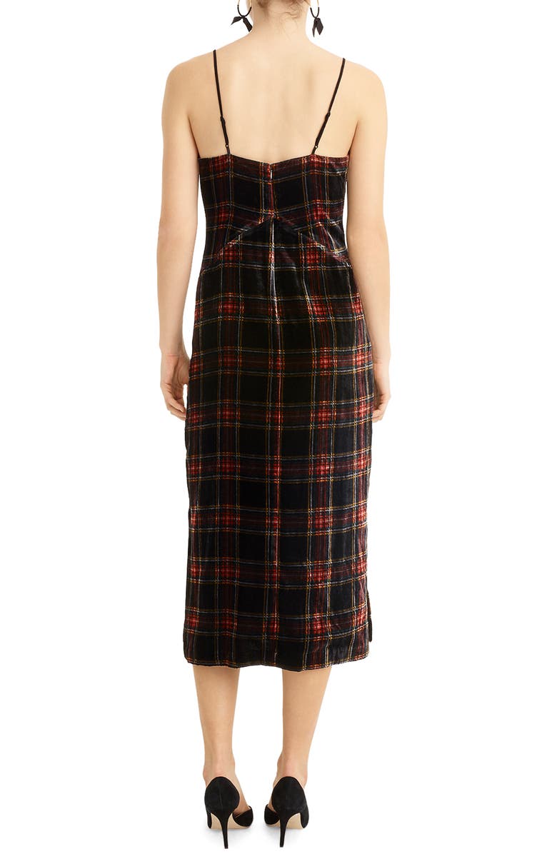 J.Crew Spaghetti Strap Midi Dress in Velvet Stewart Tartan, Alternate, color, 