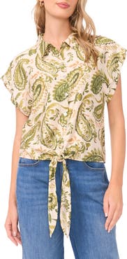 Vince Camuto Tie Front Cap Sleeve Top