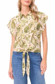 Vince Camuto Tie Front Cap Sleeve Top