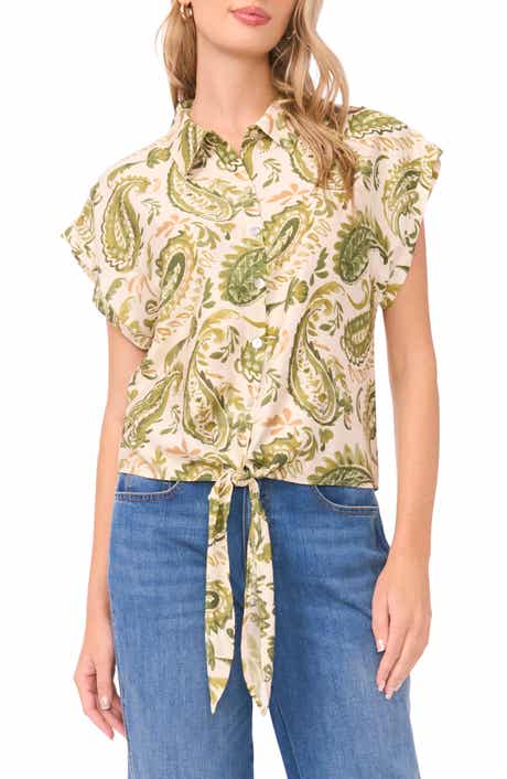Vince Camuto Tie Front Cap Sleeve Top