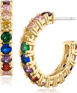 CZ by Kenneth Jay Lane Rainbow Cubic Zirconia Hoop Earrings