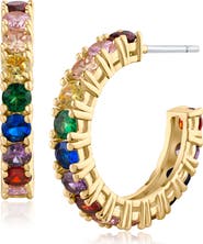CZ by Kenneth Jay Lane Rainbow Cubic Zirconia Hoop Earrings