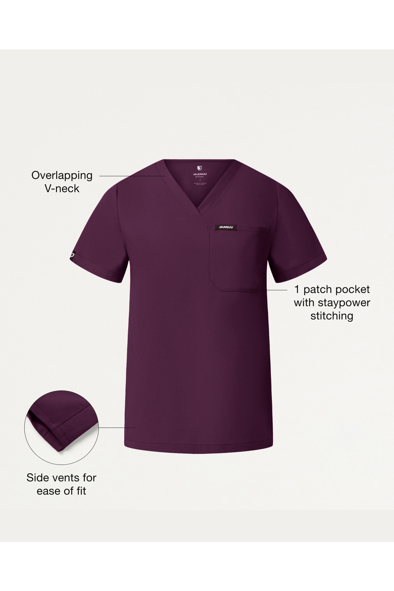 Rhena Women's 1-Pocket Classic V-Neck Scrub Top, Alternate, color, Deep Eggplant