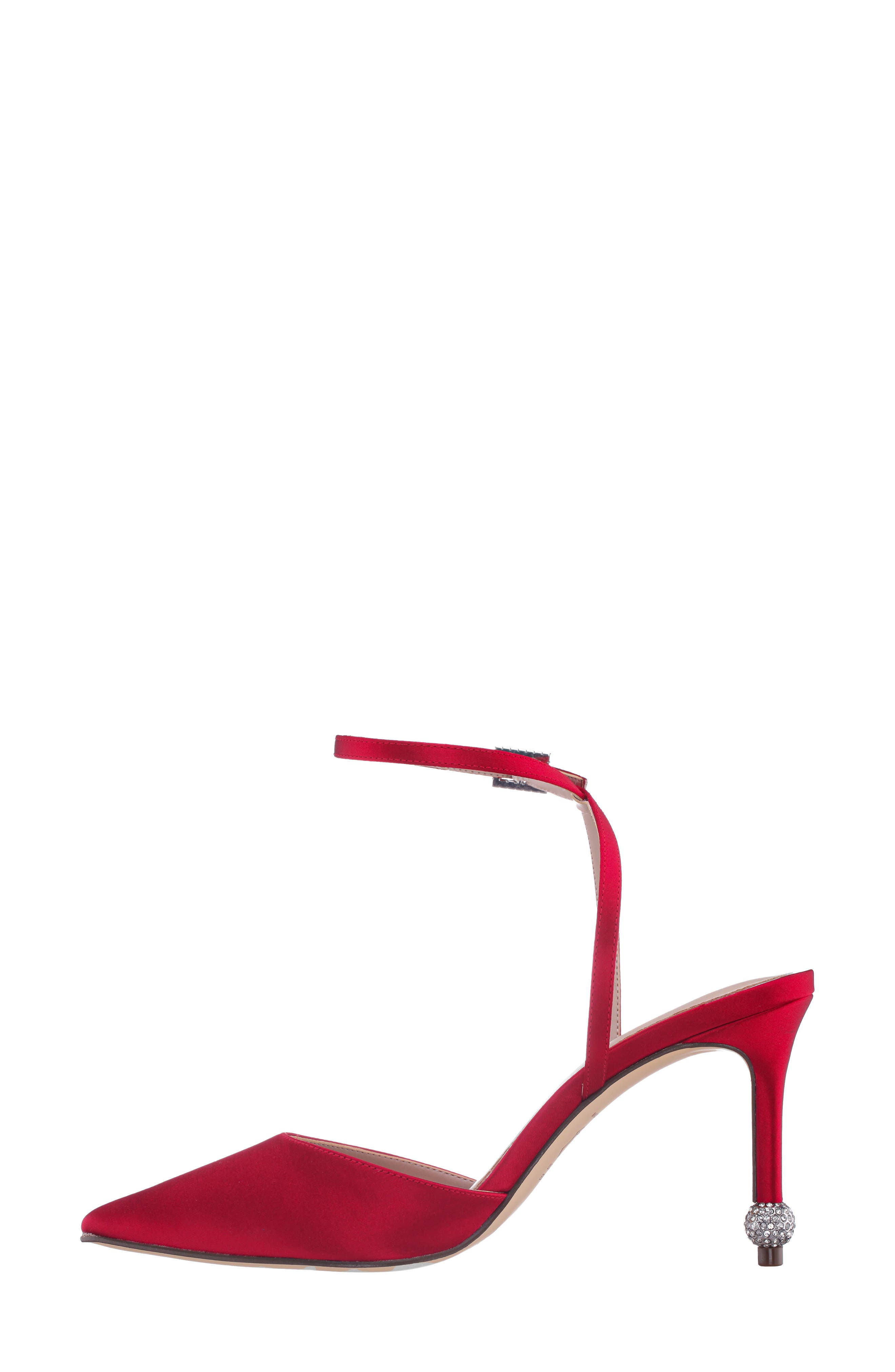 Nasha Ankle Strap Pointed Toe Pump, Alternate, color, RED