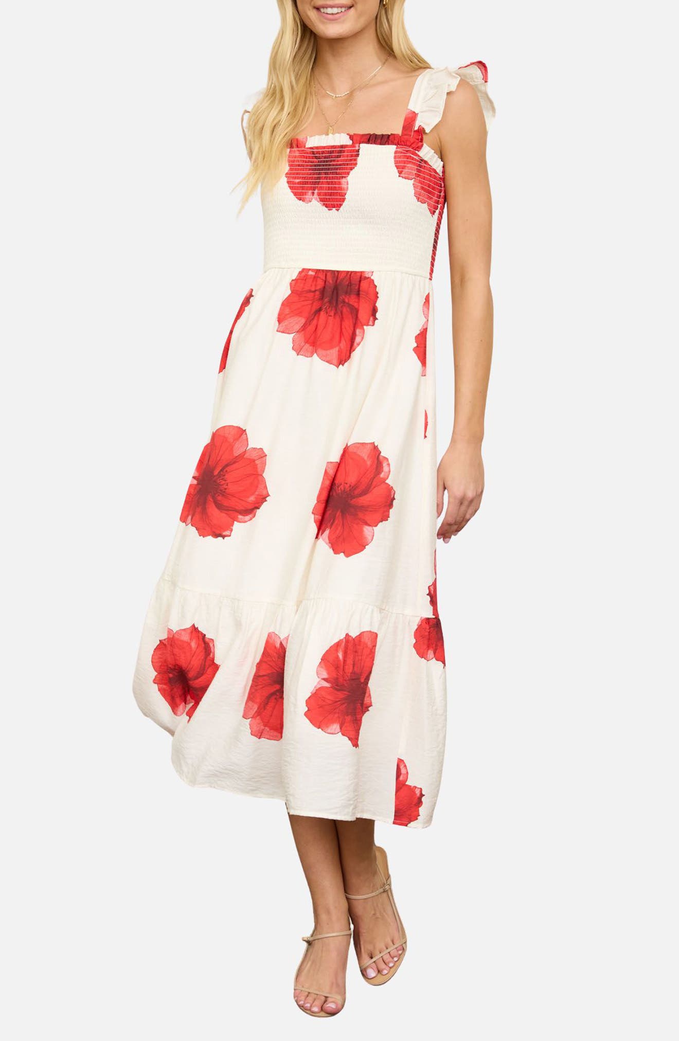 Ruffle Strap Smocked Midi Dress - image 3