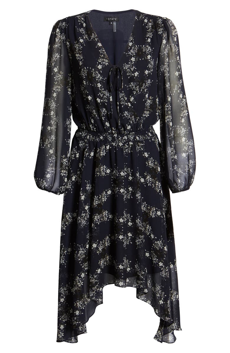 1.STATE Long Sleeve Floral Handkerchief Hem Dress, Alternate, color, 