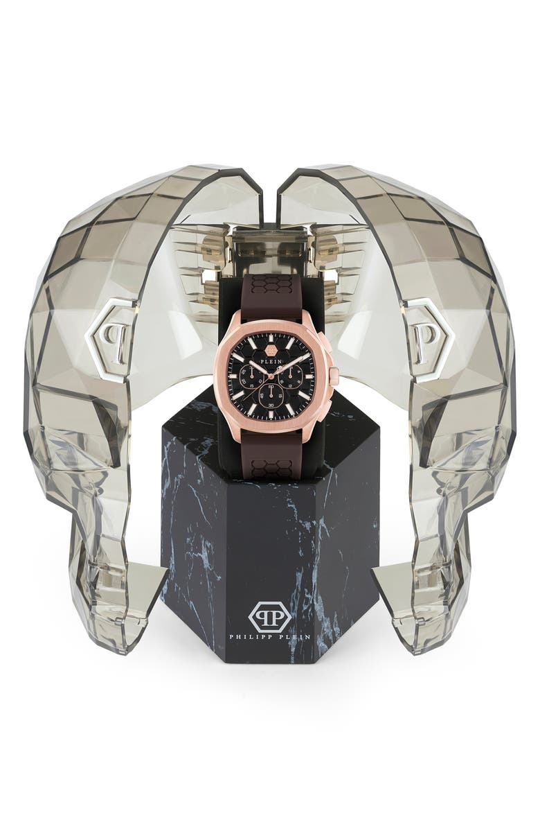 PHILIPP PLEIN Spectre Chronograph Silicone Strap Watch, 44mm, Alternate, color, 