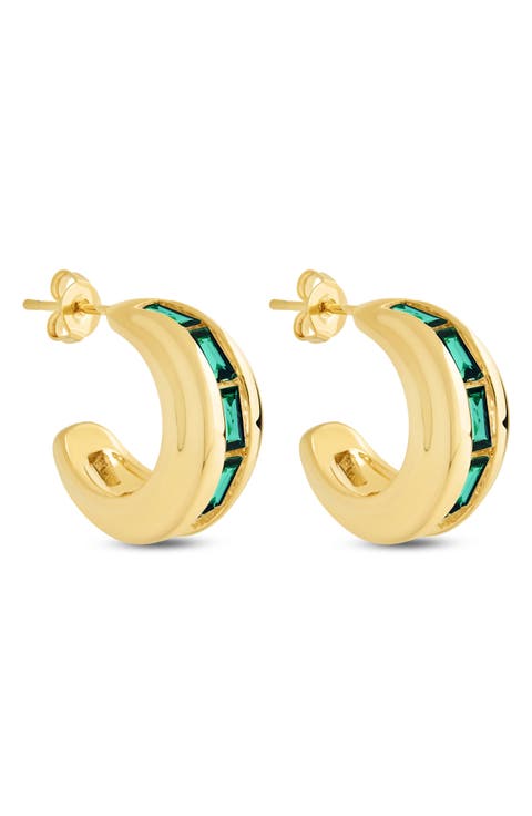 Baguette CZ Hoop Earrings