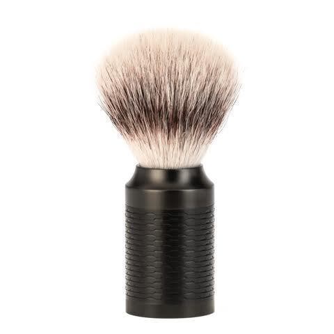 Rocca Jet Black Stainless Steel Silvertip Fiber Shaving Brush