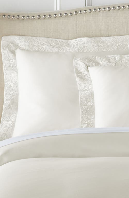 Pure Parima Egyptian Cotton Sateen Embroidered 3-piece Ariane Duvet Cover Set In Neutral