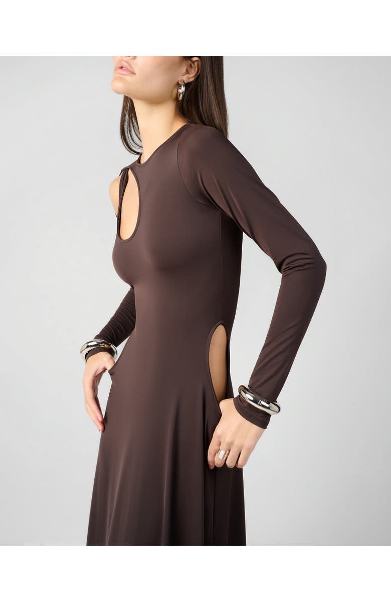 WeWoreWhat Cut Out Long Sleeve Maxi Dress, Alternate, color, Dark Brown